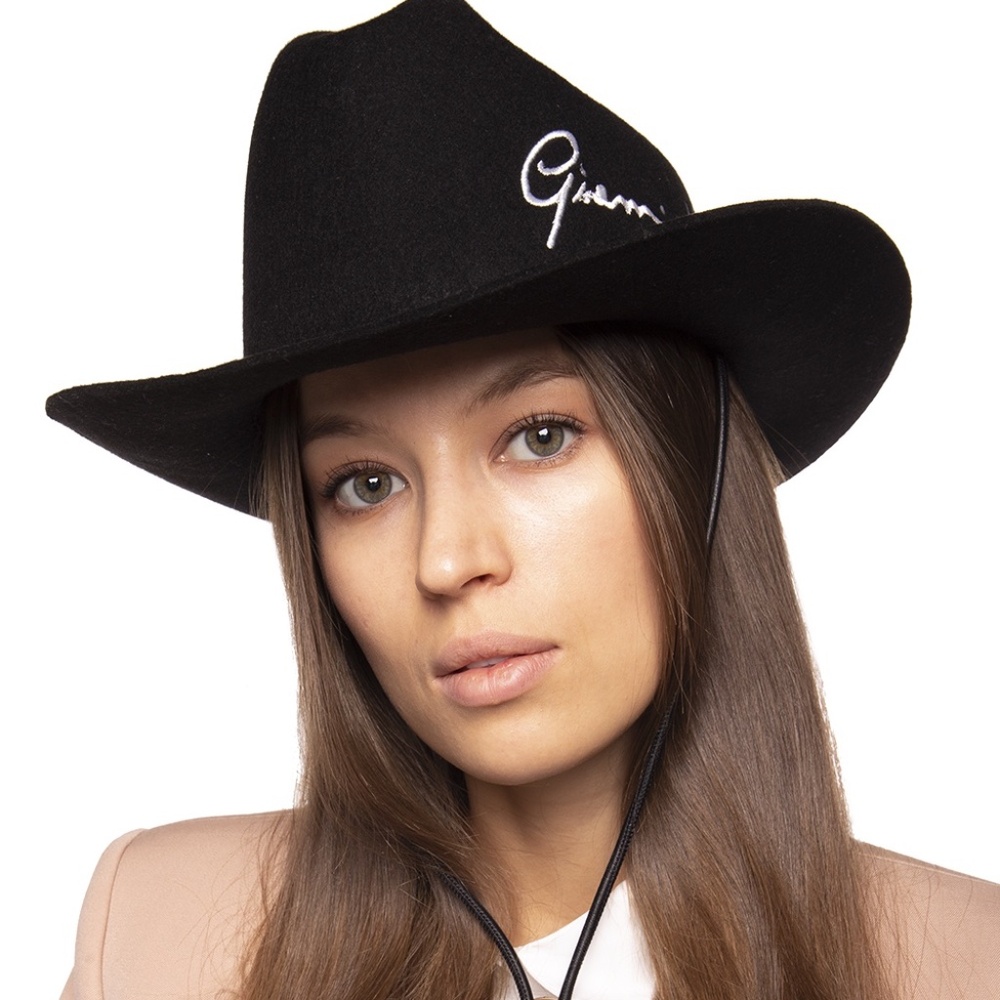 VERSACE Runway Gianni GV Signature black wool Medusa cowboy hat